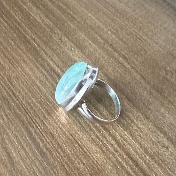 925 Silver Ring with Blue Stone size 7 1/2 - Picture 2 of 5